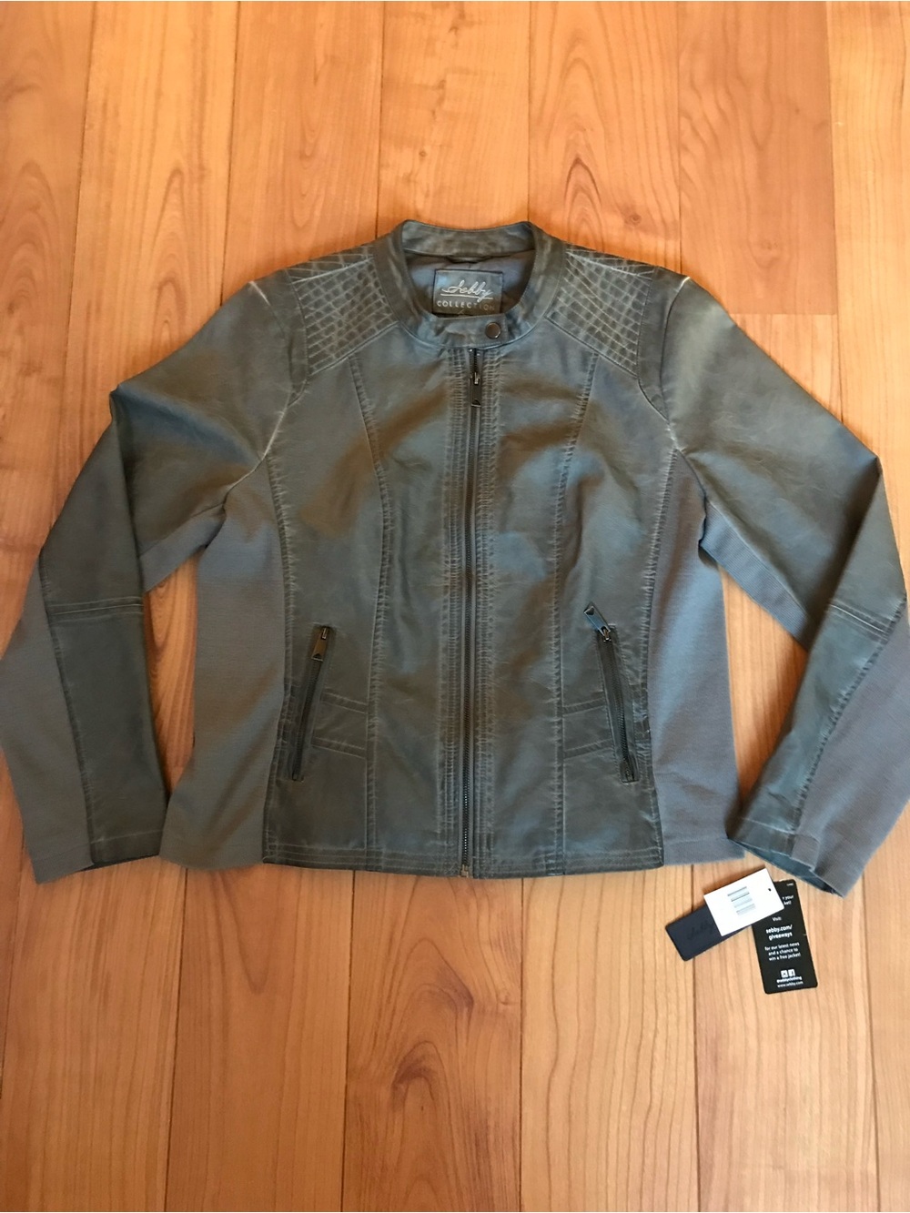 Sebby grey Faux-Leather Bomber Jacket Size XL